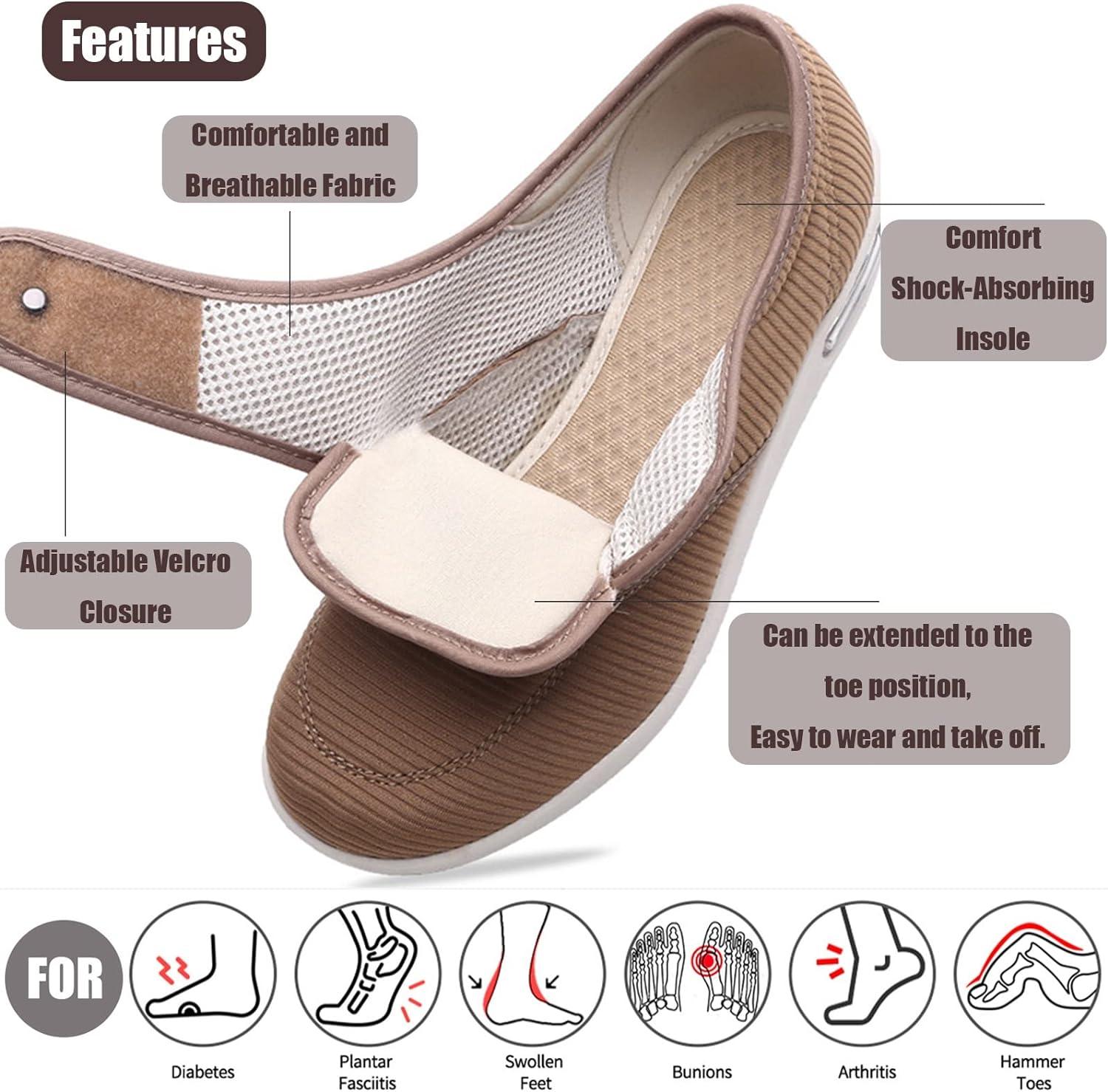 Diabetic Shoes for Women Extra Wide Width Edema Shoes for Swollen Feet  women Wide Shoes for Elderly Walking Shoe with Adjustable Closure Velcro  Orthoshoes Diabetic Non-Slip ( Color : Brown Size 