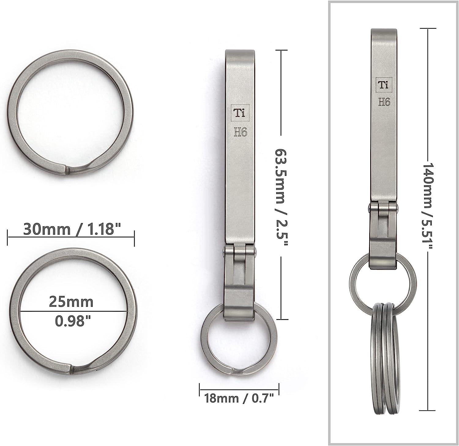 Key Holder Titanium Belt Loop Keychain Clip EDC Duty Quick Release Hooks  With Detachable KeyRing for Men Best Gifts