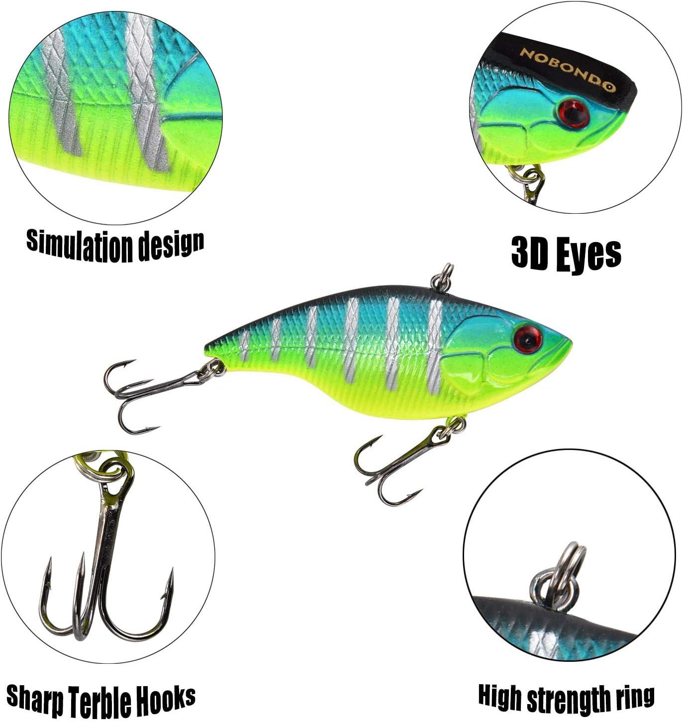 NOBONDO 10 PCS Lipless Crankbait Fishing Lures for Saltwater Freshwater  with Portable Bag - 3/5 OZ VIB Lures with 3D Eyes, Sinking Vibe Crank Baits  Swimbaits Minnow for Bass Trout Catfish Pike Walleye