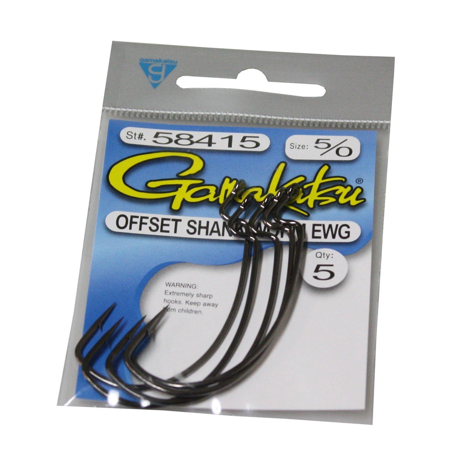 Gamakatsu 25 Pack EWG Offset Worm Hook (Black 5/0)