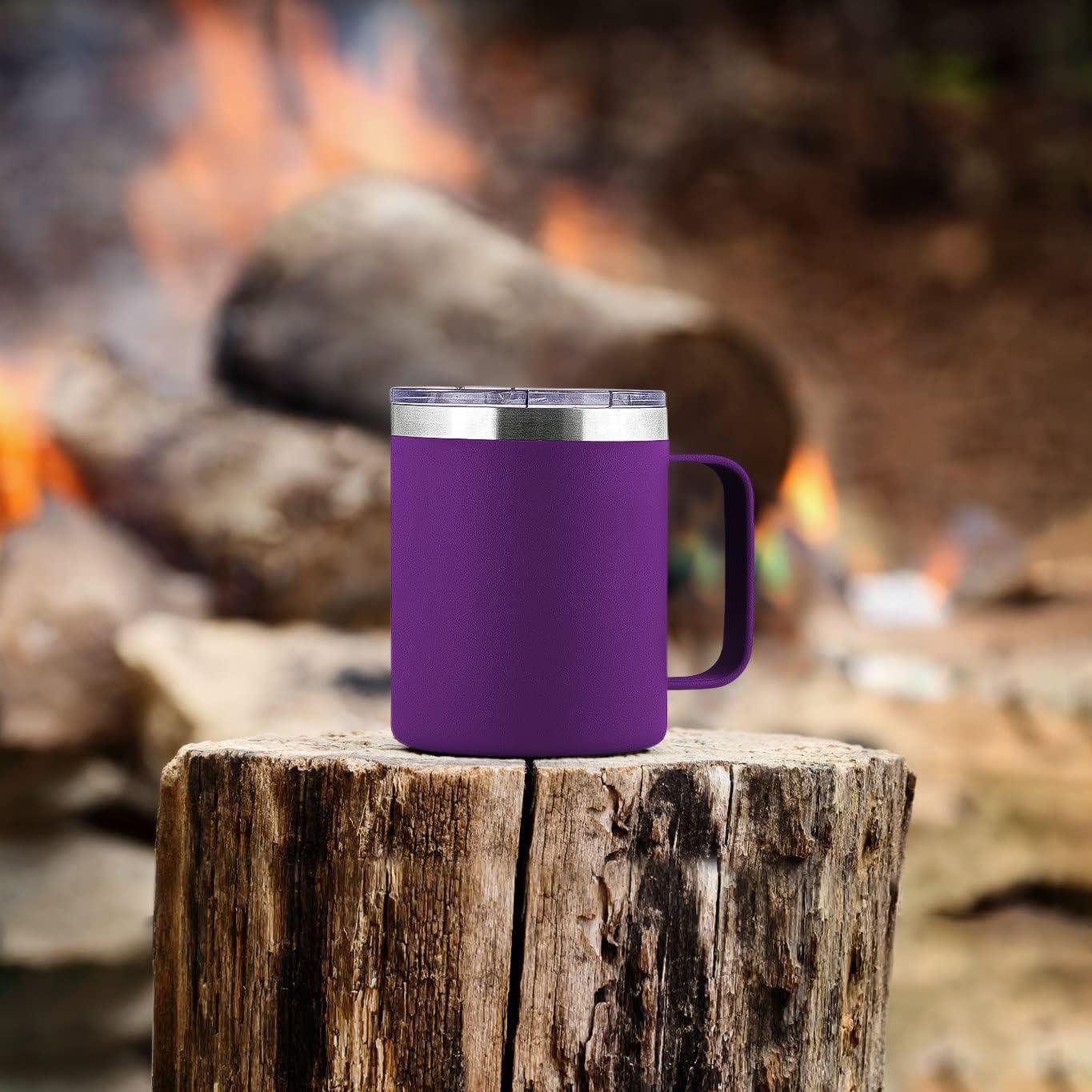 Zulay 12 oz Insulated Coffee Mug with Lid - Stainless Steel Camping Mug  Tumbler with Handle - Double…See more Zulay 12 oz Insulated Coffee Mug with