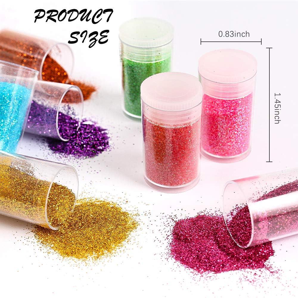 Extra Fine Glitter, Set of 24 Colors Body Cosmetic Glitter, Nail Arts Face  Hair Eye Lip Gloss Makeup Glitter, Slime,Tumbler and Epoxy Resin Crafts