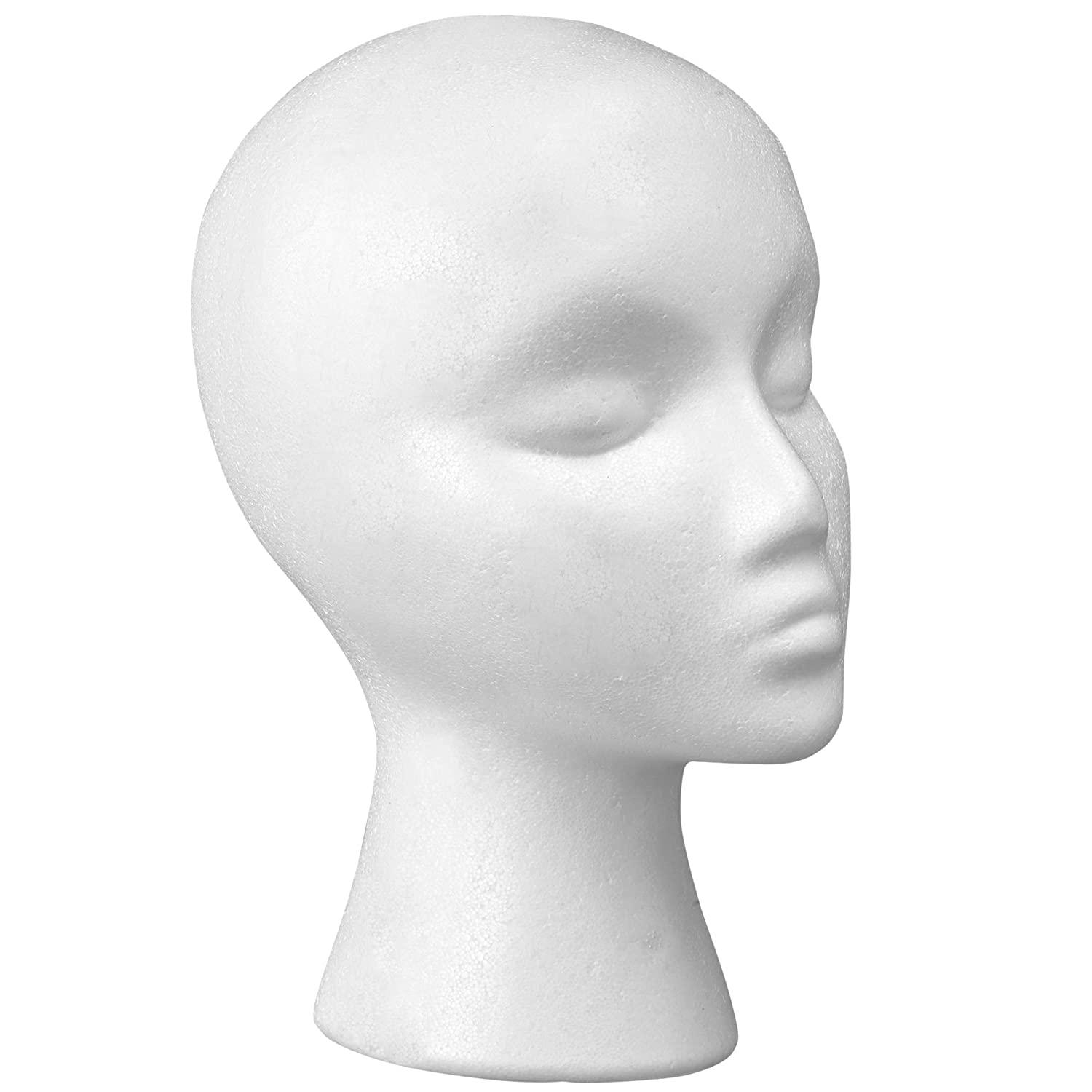 2PACK- OLé Designs Female Foam Mannequin Head Wig Stand, Stable Round  Base-White, Styrofoam Manikin Head Hats Holder and Headband Display -  Realistic
