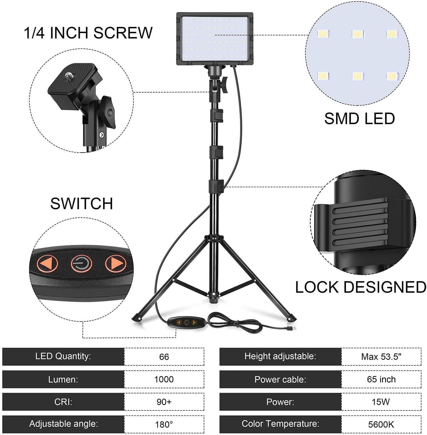 Broadcast Lighting Kit- Portable 1000 Lumen Panel Light With Stand