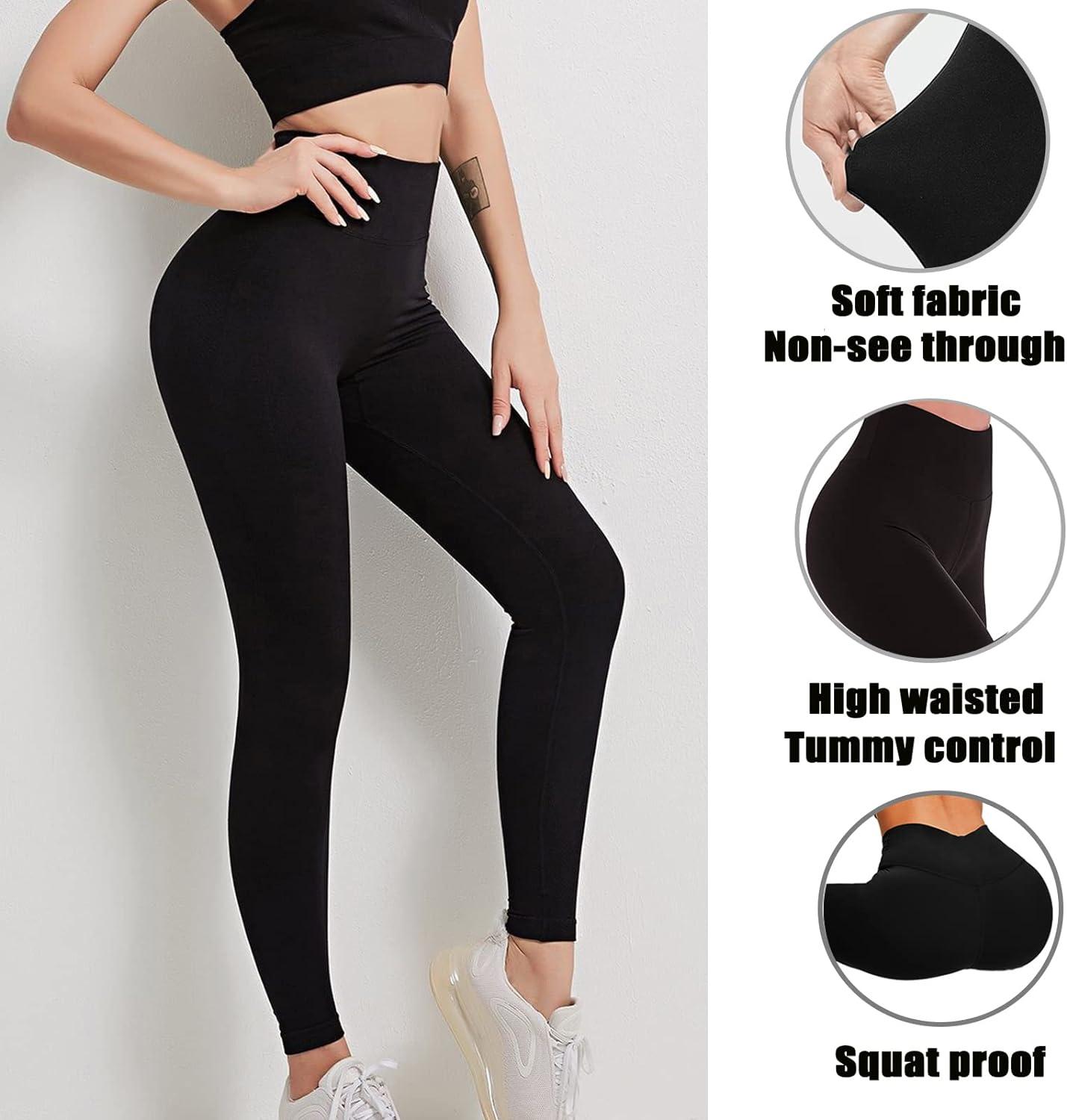  4 Pack Leggings For Women Butt Lift High Waisted Tummy  Control No See-Through Yoga Pants Workout Running Leggings