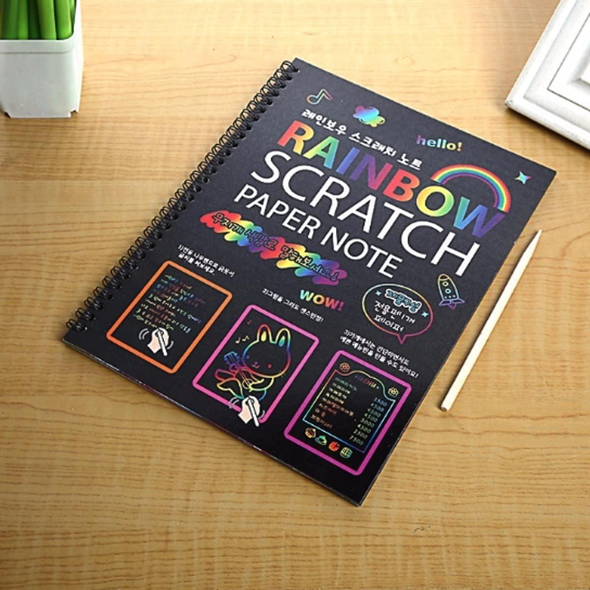  Scratch Art Note Books for Kids, Scratch Art Paper Rainbow  Magic Scratch Art Books for Children, Colored Scratch Art Notebooks with  Wooden Pen Children's Day Best Gifts