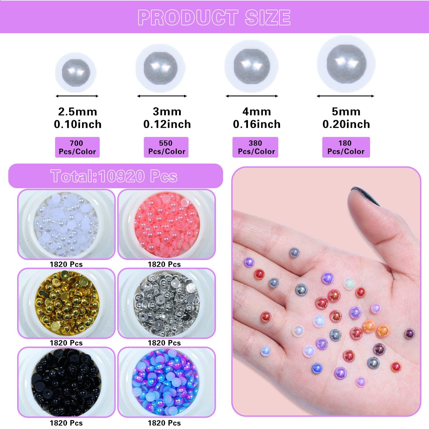 6 Colors ABS Half Pearls for Crafts, 11000Pcs Flatback Nails Pearls Bead Flat  Back Pearls Gems for Nail Art Makeup, Shoes, DIY Craft Decorations 6 Color  Set