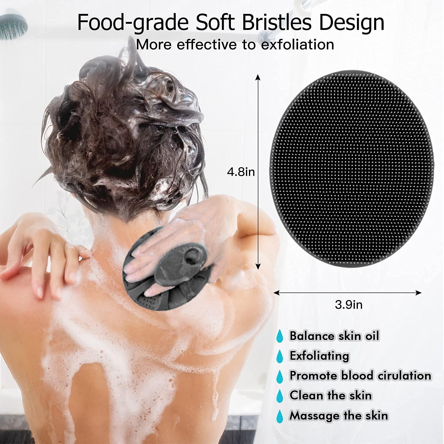 Metene Soft Silicone Body Scrubber, Exfoliating Shower Scrubber for Cleansing Skin, Lathers Well, Size: One size, Black