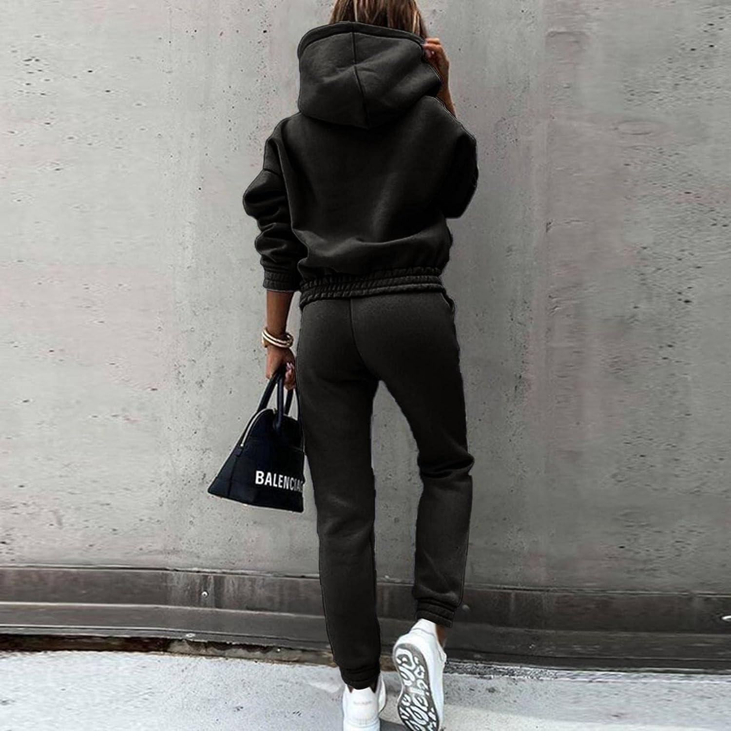 Fashion Womens Jogging Suits Hoodies Pants Two Piece Outfit Womens  Sweatshirts Running Set Solid Color Long Sleeved Jogging Tops Pants