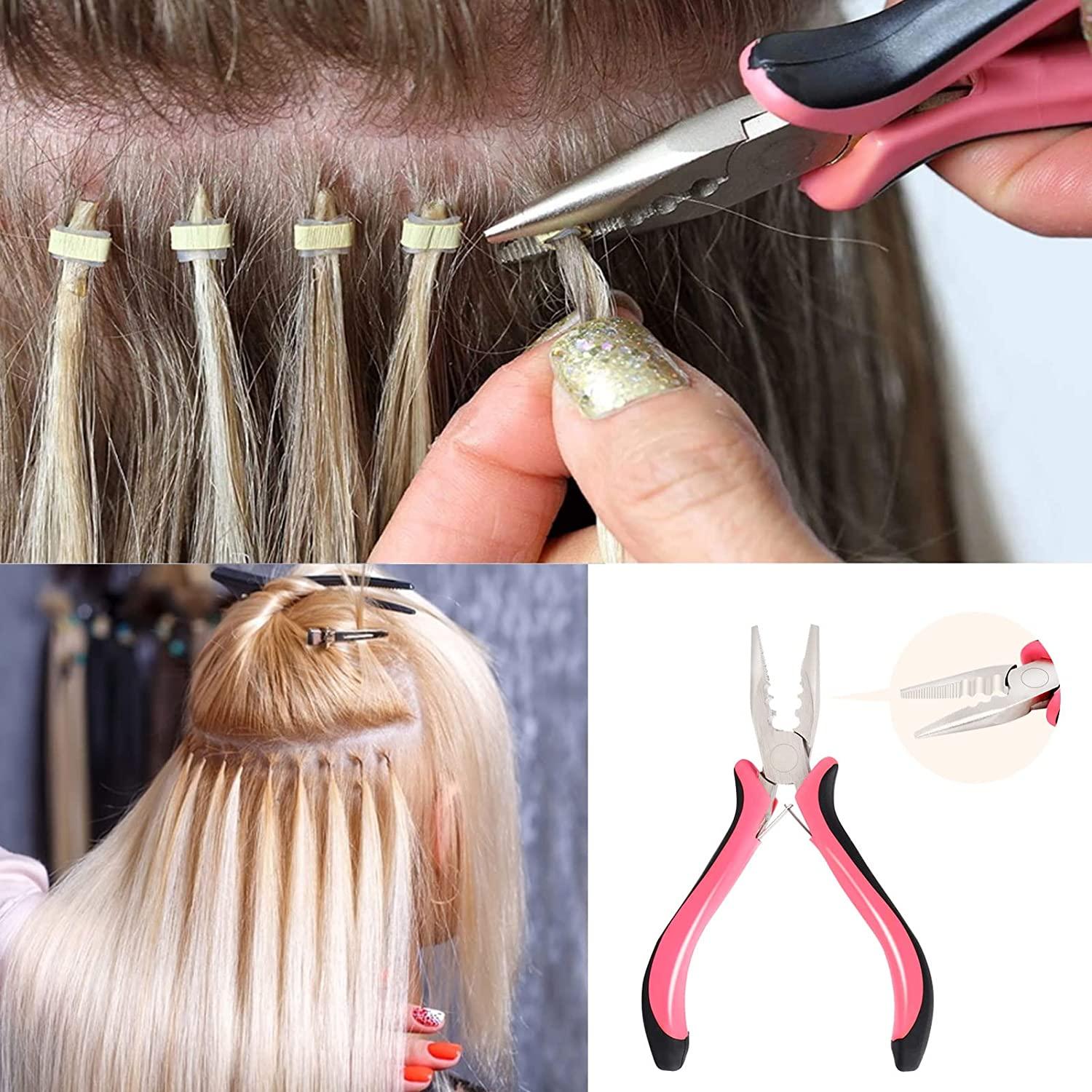 Hair Extension Tool Kit Pliers Micro Ring Link Bead Plier Beading 7 inch  Long Tape in Flat Press