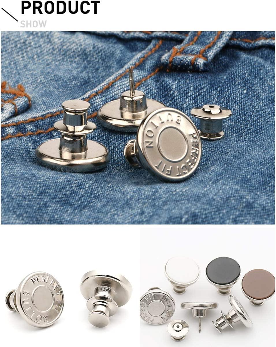 6 Pcs Buttons for Jeans,Adjustable Jean Button Pins,Pant Waist Tightener,No  Sew and No Tools Instant Jean Button Pins for Pants, Simple Installation,  Reusable and Adjustable(Style 1)