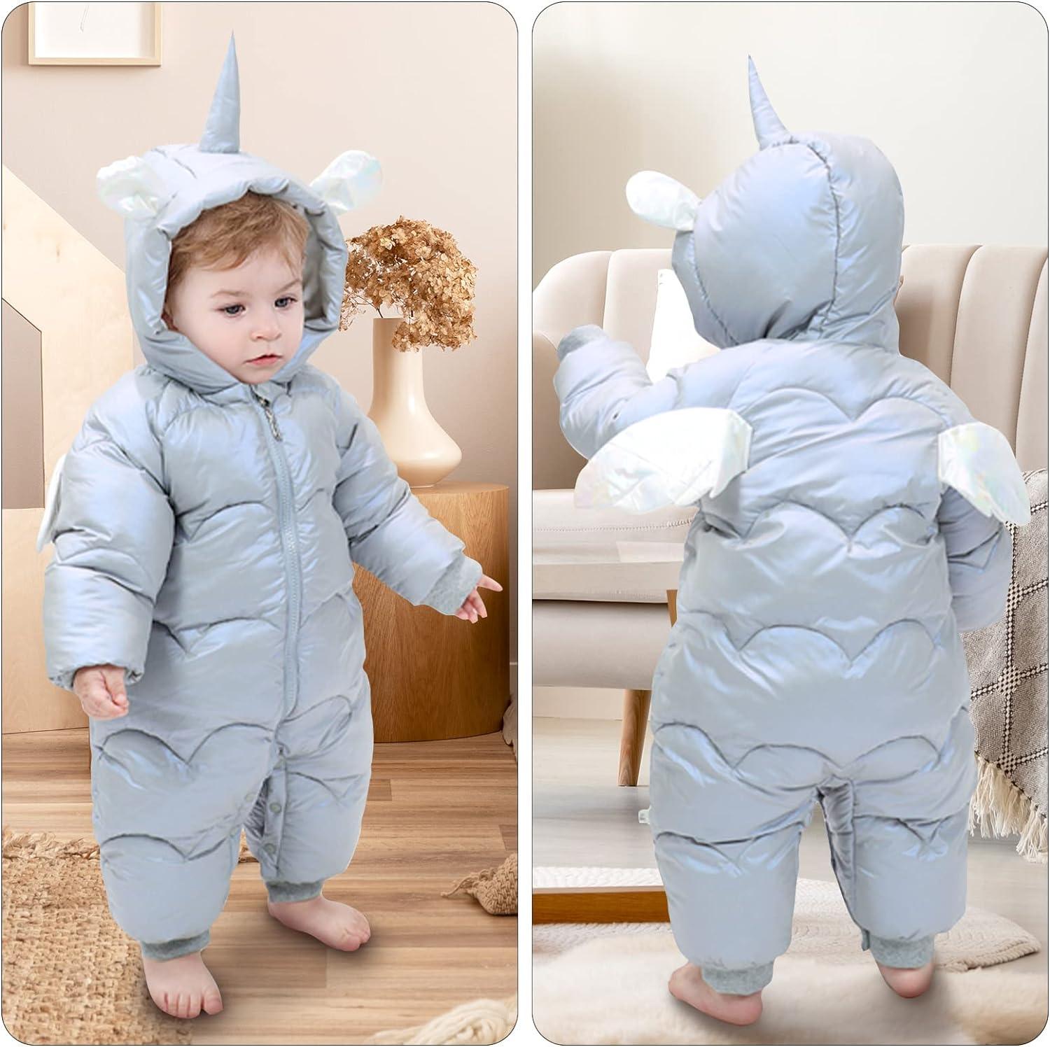 Baby Romper Zipper Design Windproof Lovely Toddler Winter Hooded Jumpsuit  for Autumn