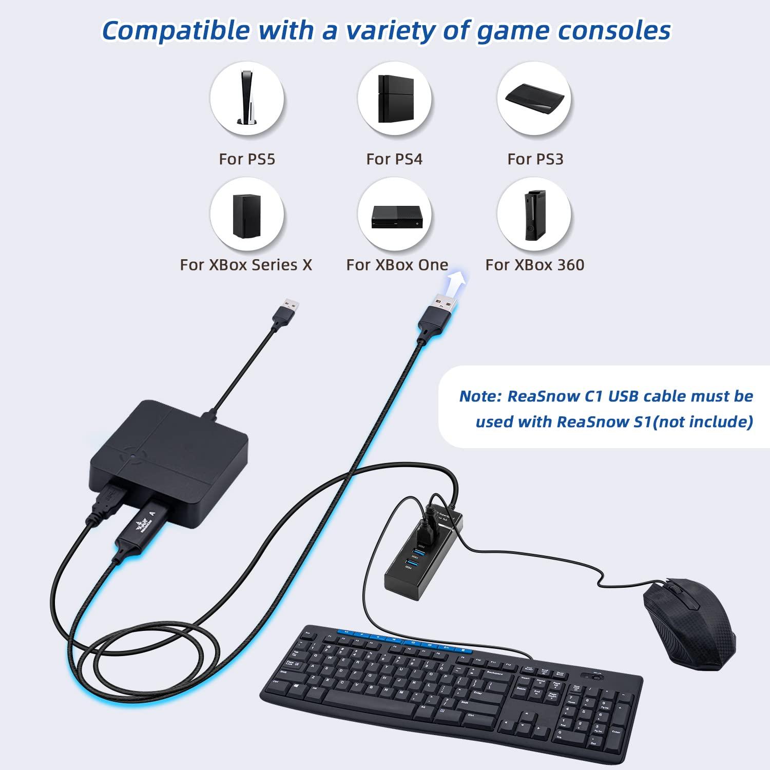 Reasnow C1 USB Cable 59in(1.5m) for Switching Between Keyboard Mouse Mode  and Controller Mode