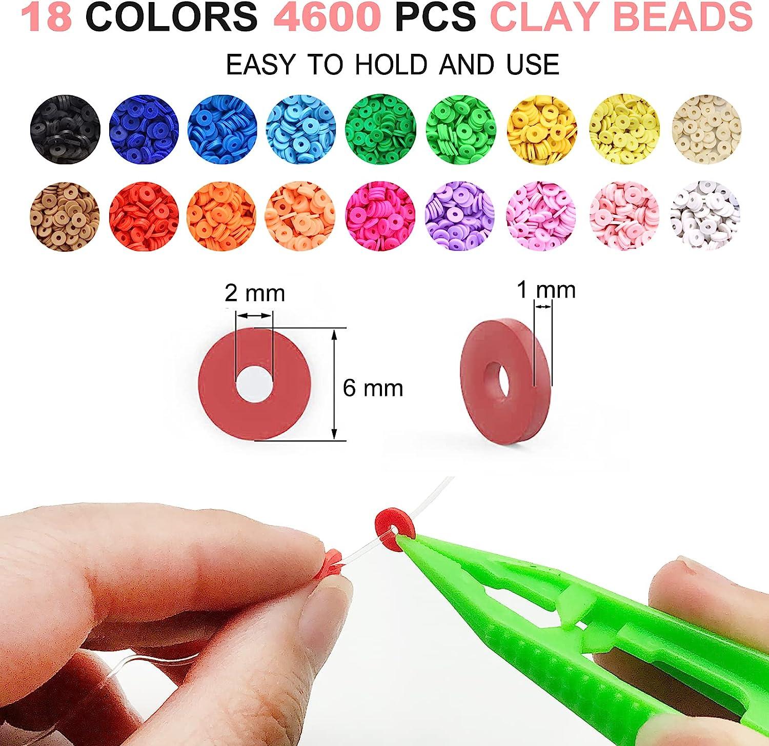 Gionlion 6000 Pcs Clay Beads for Bracelet Making, 24 Colors Flat Preppy  Beads for Friendship Bracelet Kit, Polymer Clay Heishi Beads with Charms  for
