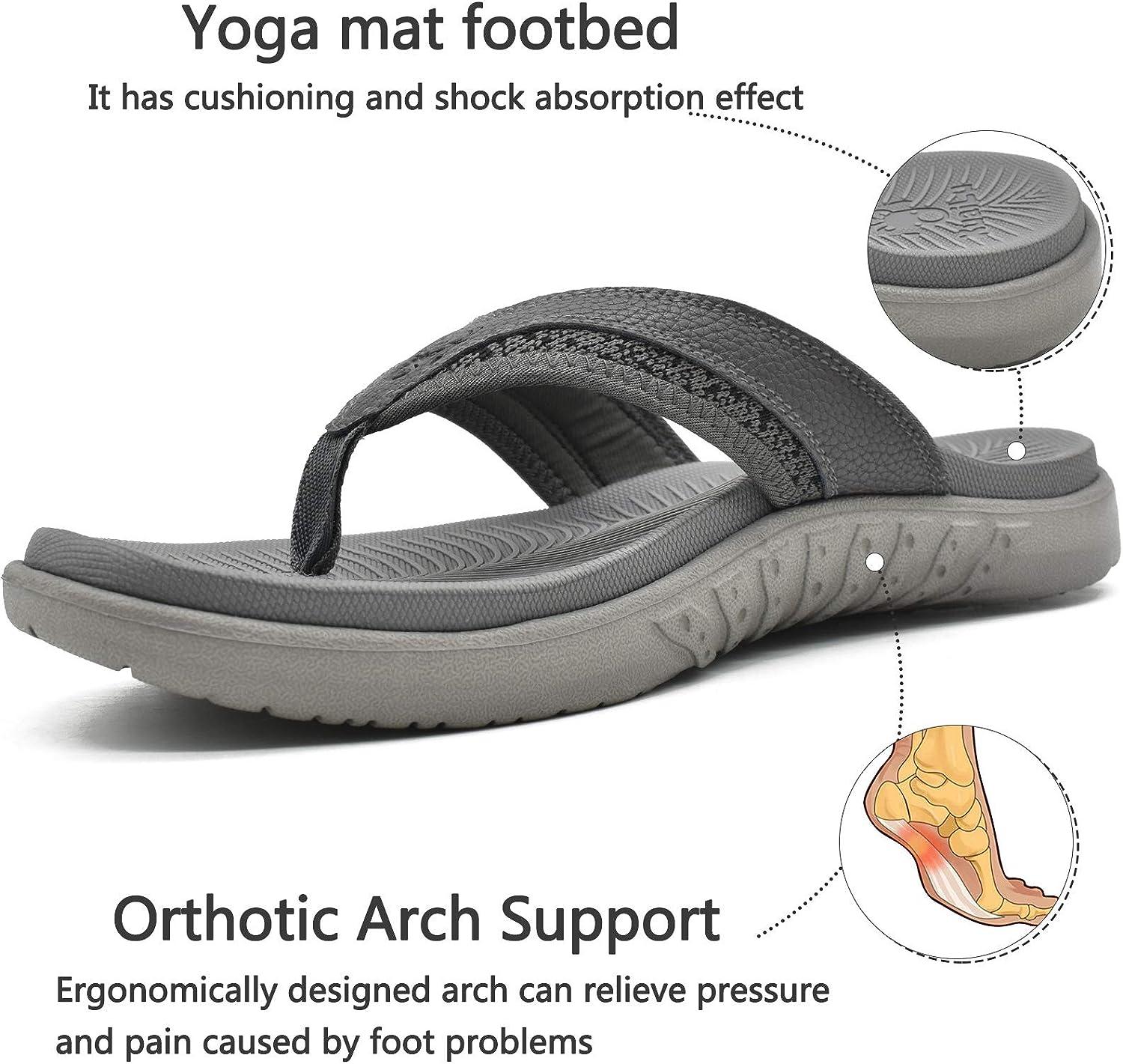 Womens Yoga Mat Flip Flops Comfortable Arch Support Non-slip Thong Sandals  with Fashion Leather Straps for Outdoor Summer Beach