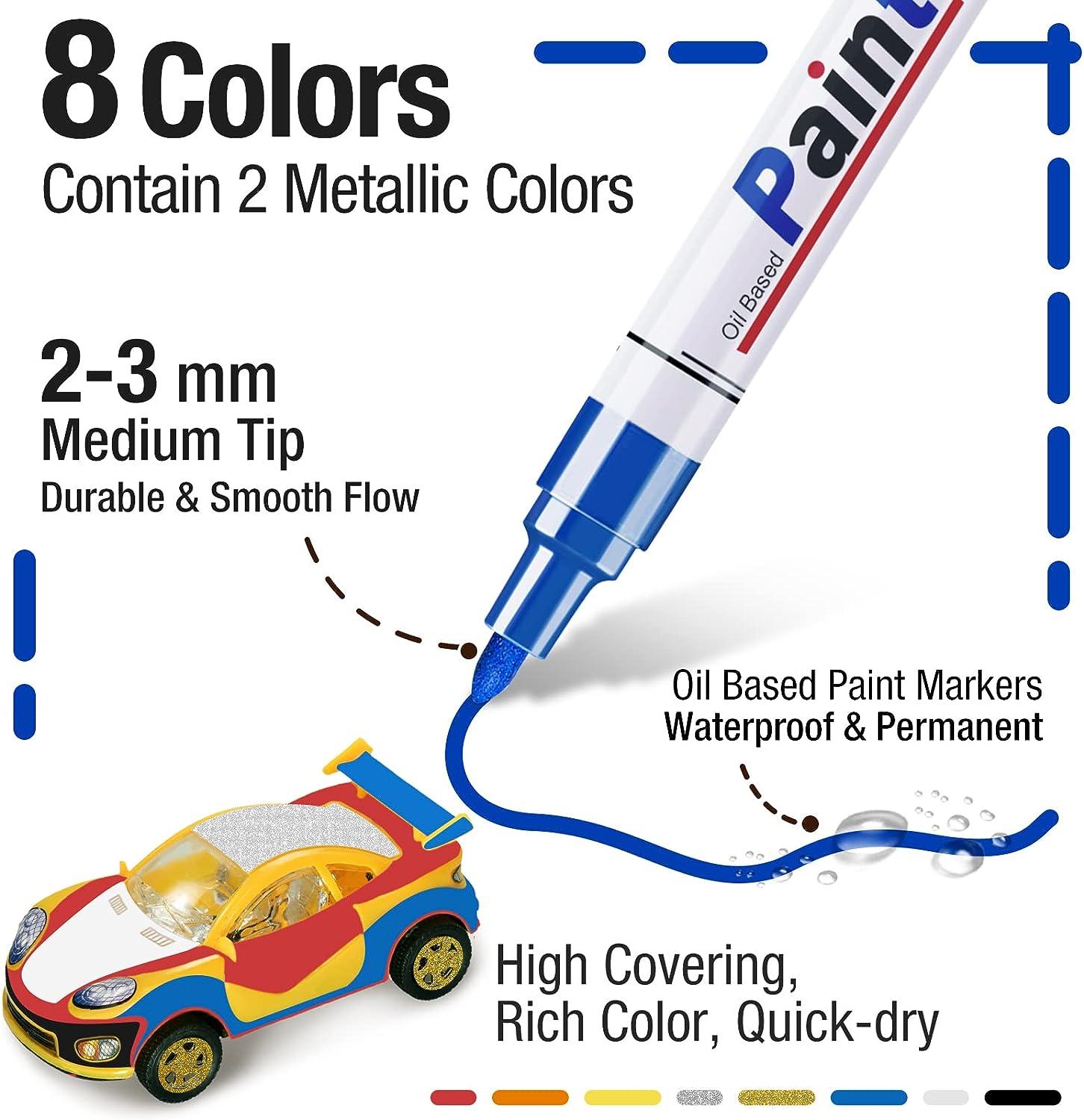 Paint Pen Red Marker Paint Pen Will Writes on Tyres Metal Plastic Wood  Glass Porcelain Rubber Garden Labels Fast Drying, Waterproof Pigment Ink  Xylene