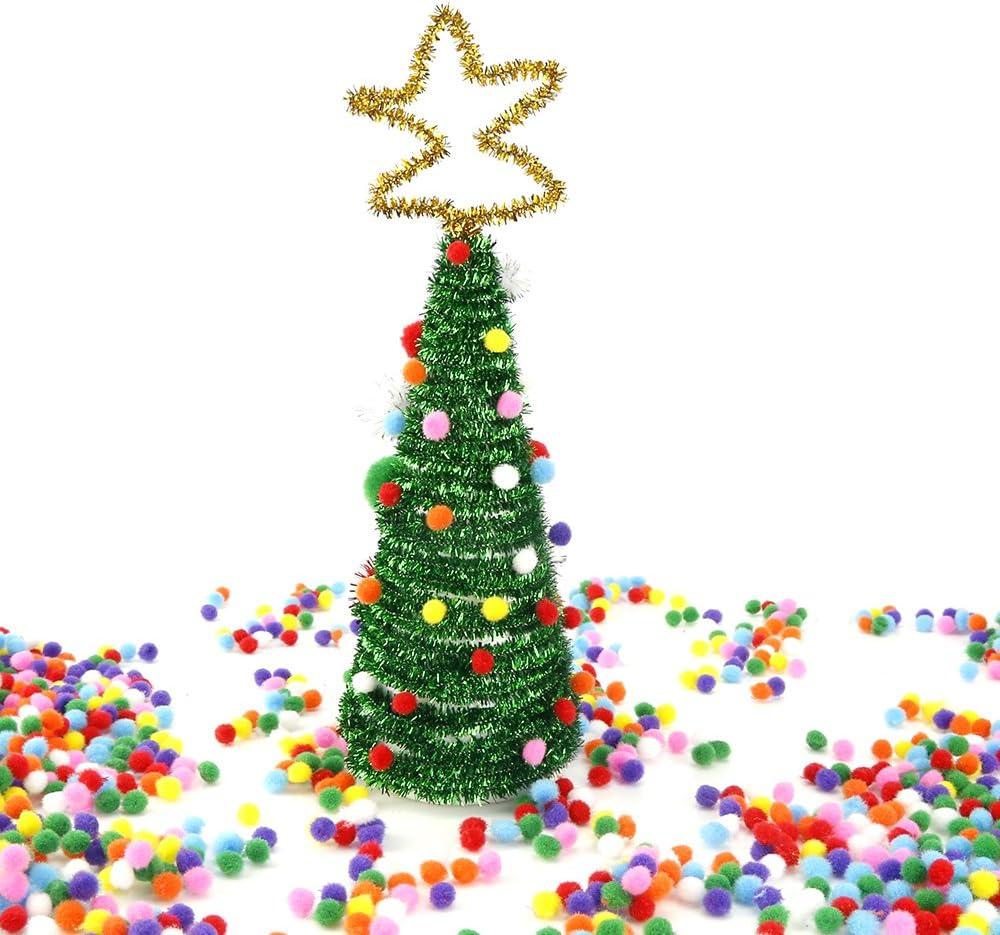 Caydo 500 Pieces 1cm Dark Green Pom Poms, Mini Pom Poms Balls for Crafts  for Kids DIY Creative Christmas Decoration