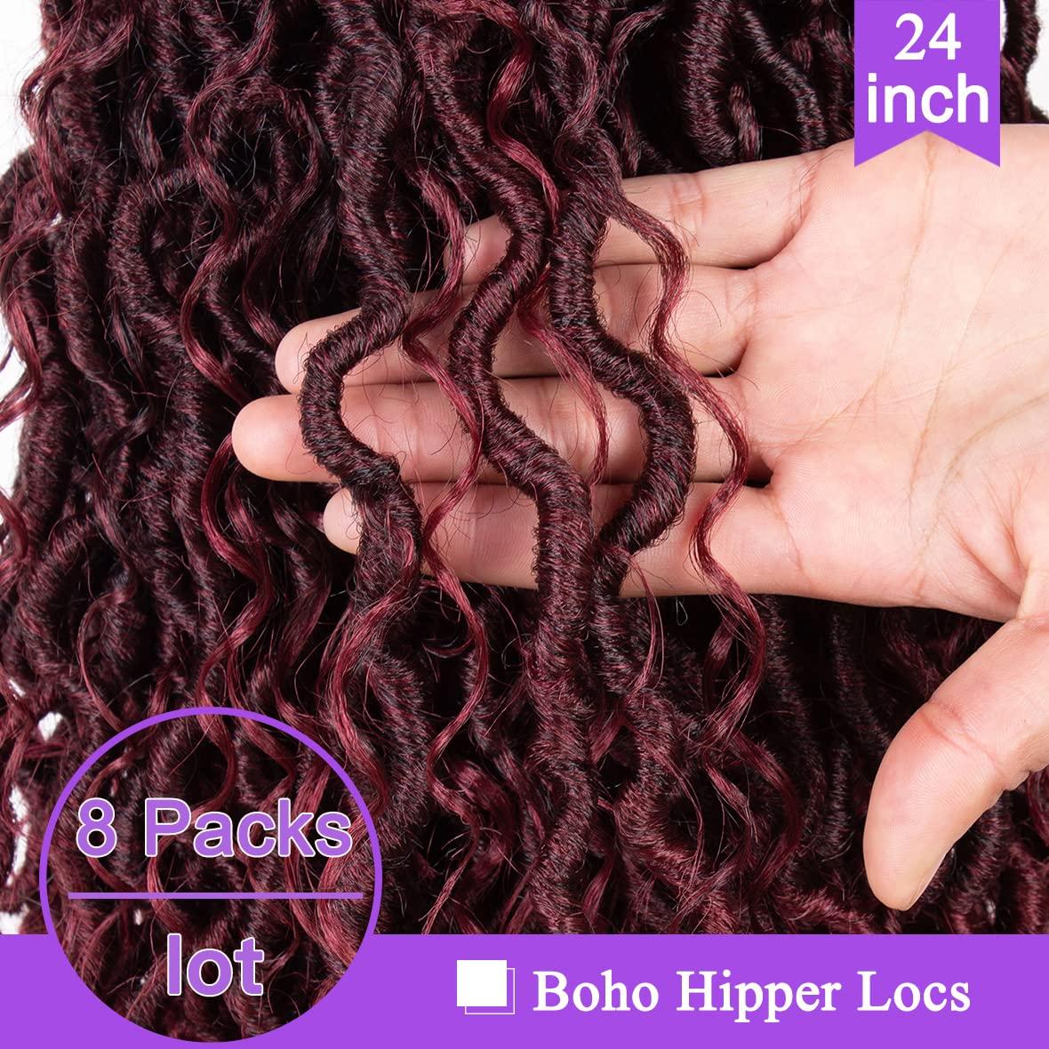 ZRQ 8 Packs Boho Faux Locs Crochet Hair 24 Inch Ombre Goddess Locs