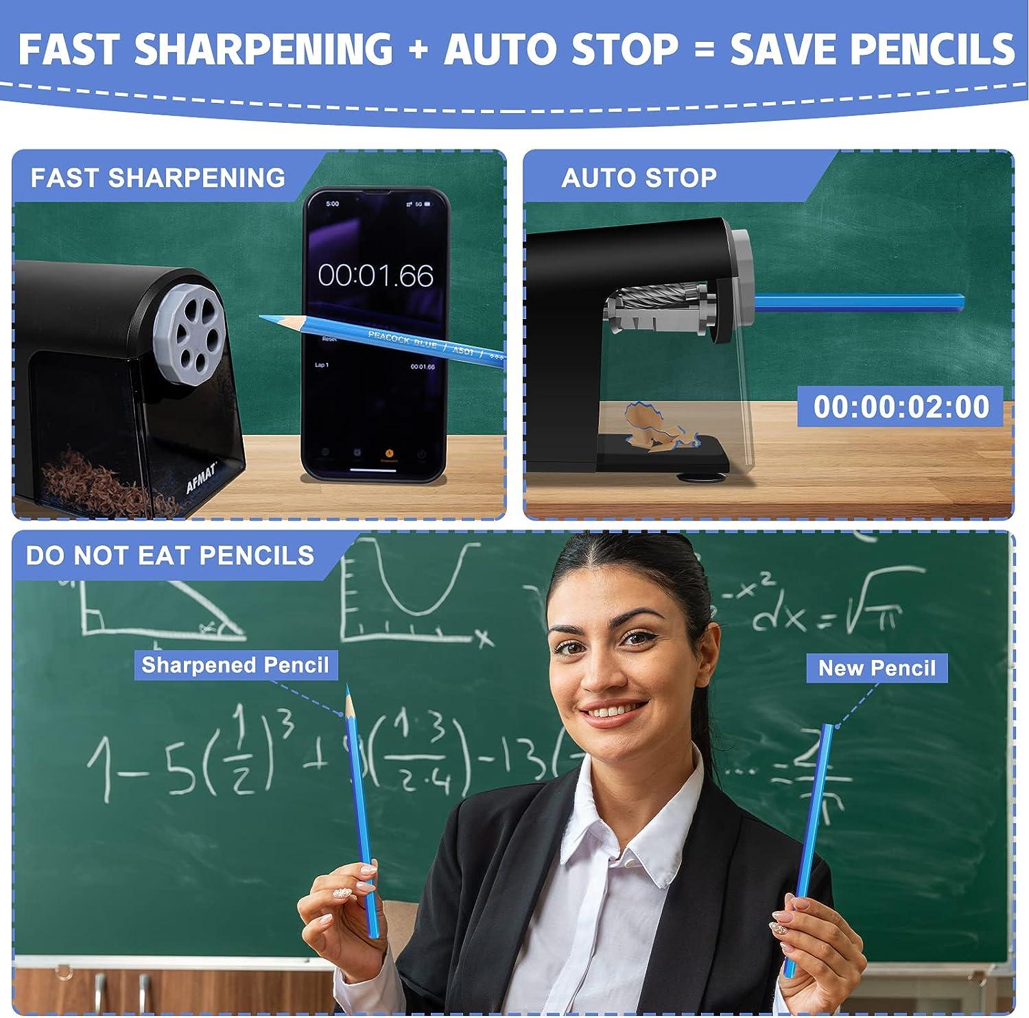 Electric Pencil Sharpener Heavy Duty 6 Holes Auto Stop Electric Pencil  Sharpe