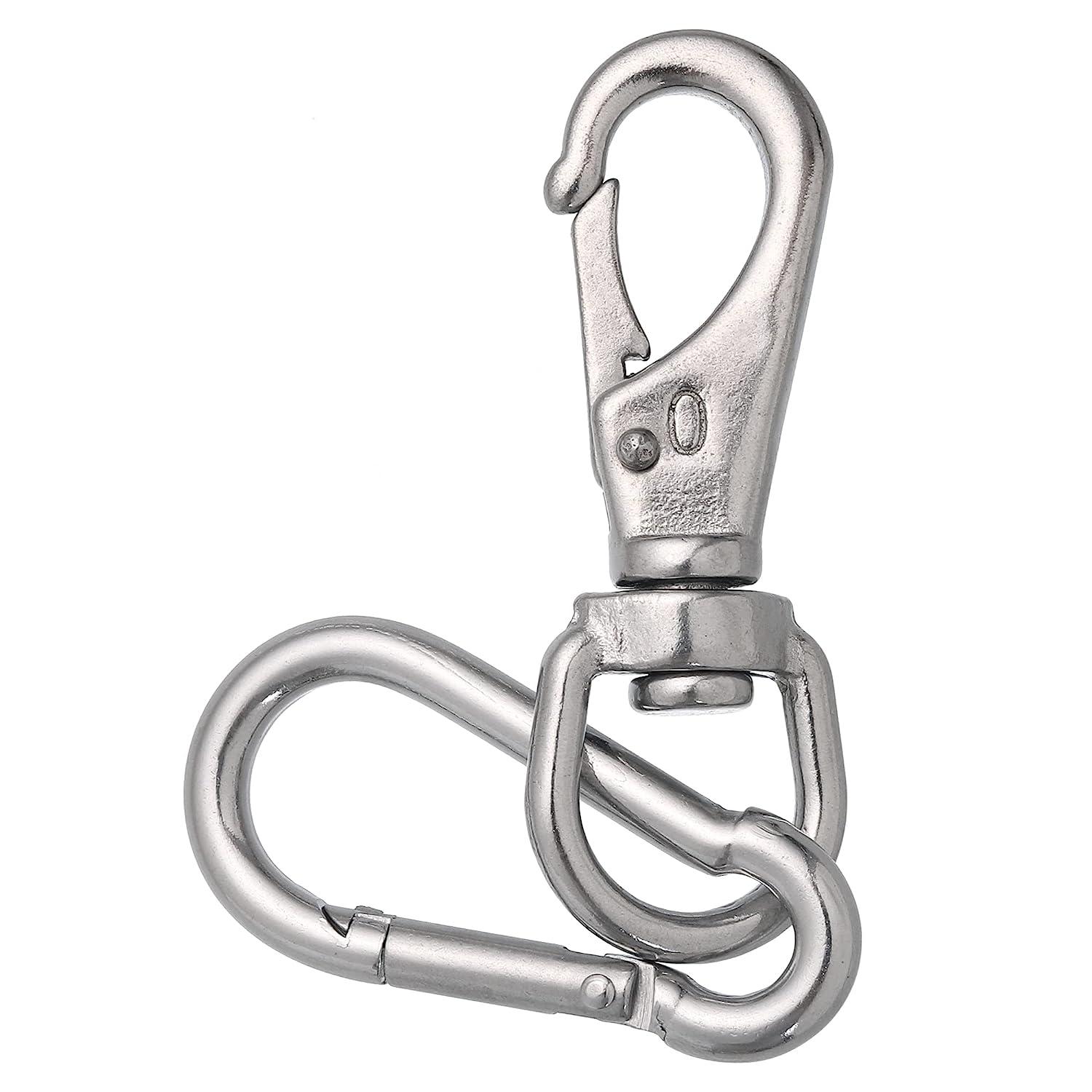 Stainless Steel Swivel Eye Hook Pet Chain Rope Spring Snap Clip Key Holder  Ring