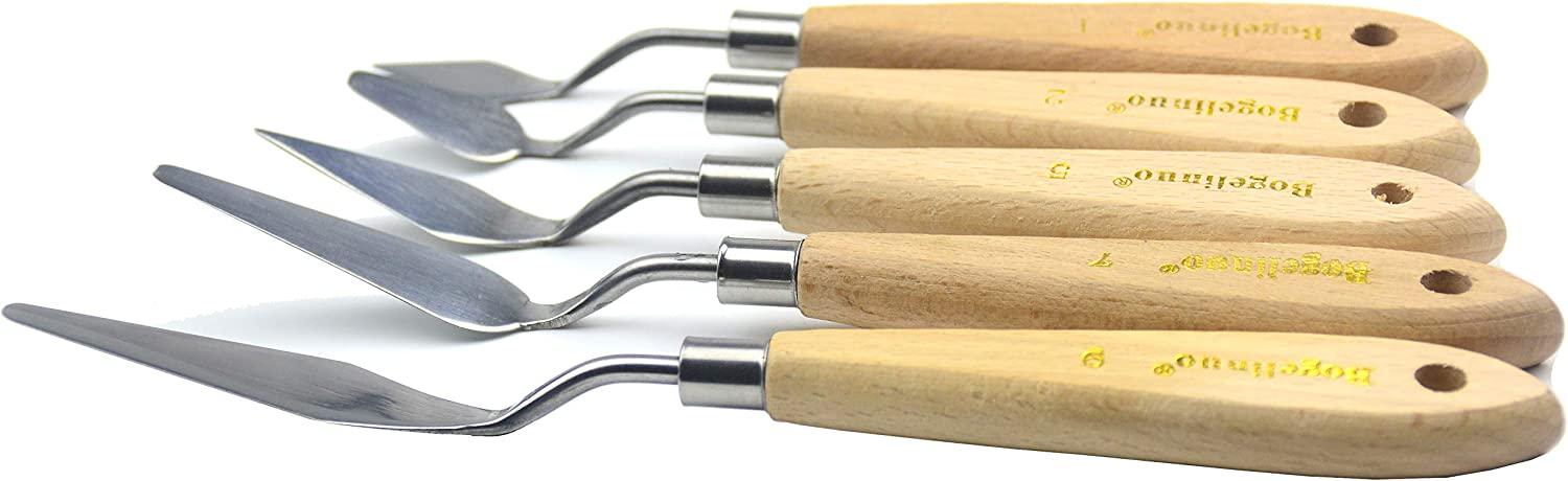 AebDerp 5 pcs Palette Knife Art Tools with Wooden Knife Handle