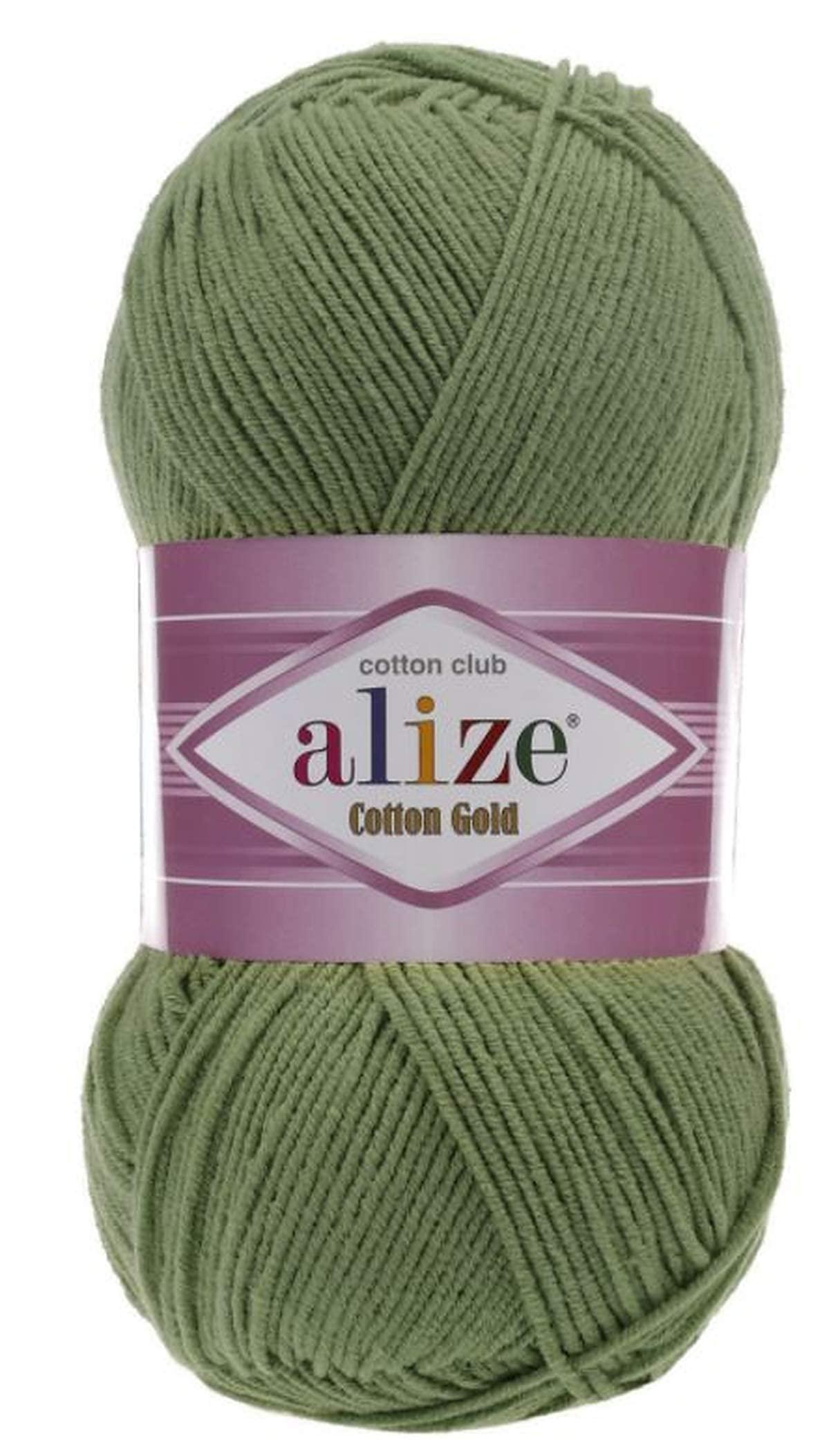 Alize Cotton Gold Yarn 55% Cotton 45% Acrylic Yarn Crochet Hand Knitting Art Lot of 2 Skeins 200gr 722yds (485-GREEN)