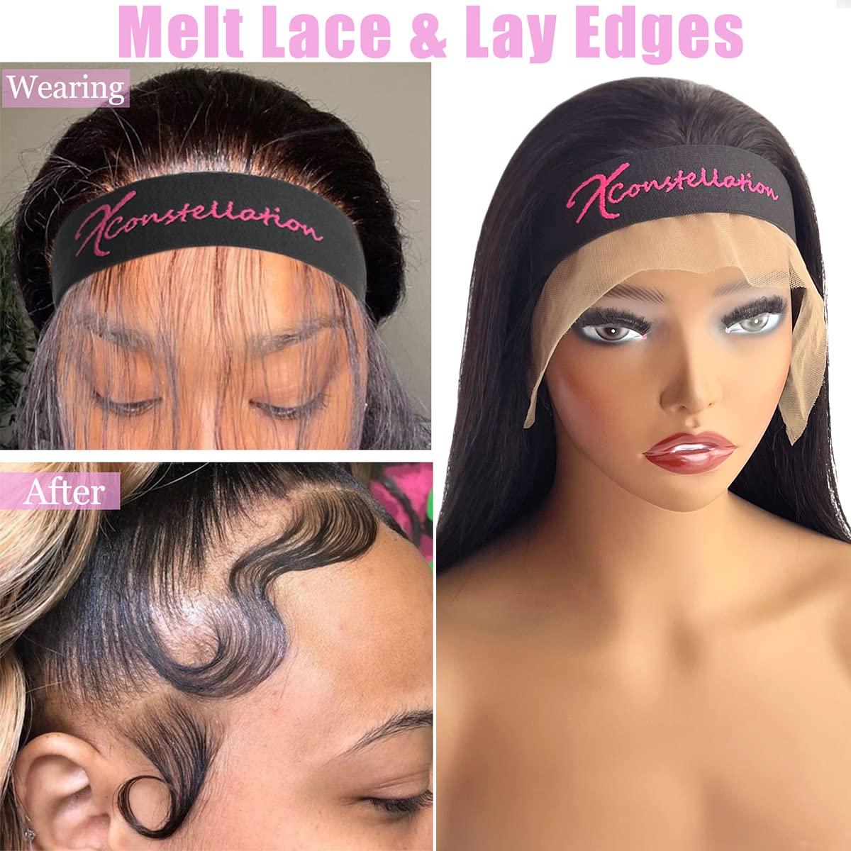 Custom Logo PINK Elastic Melt Belt Wigs Hair Lace Melt Velcro Belt