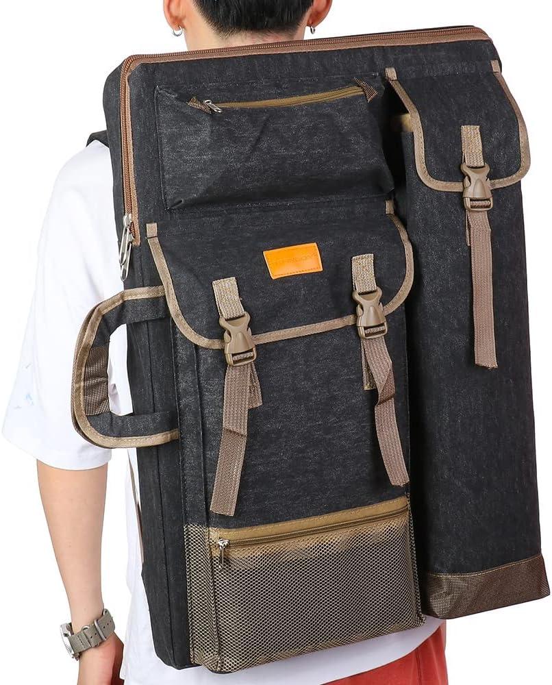 TRANSON Art Portfolio Case Artist Backpack Canvas Bag Large 26 x 19.5Black  Color  Review 