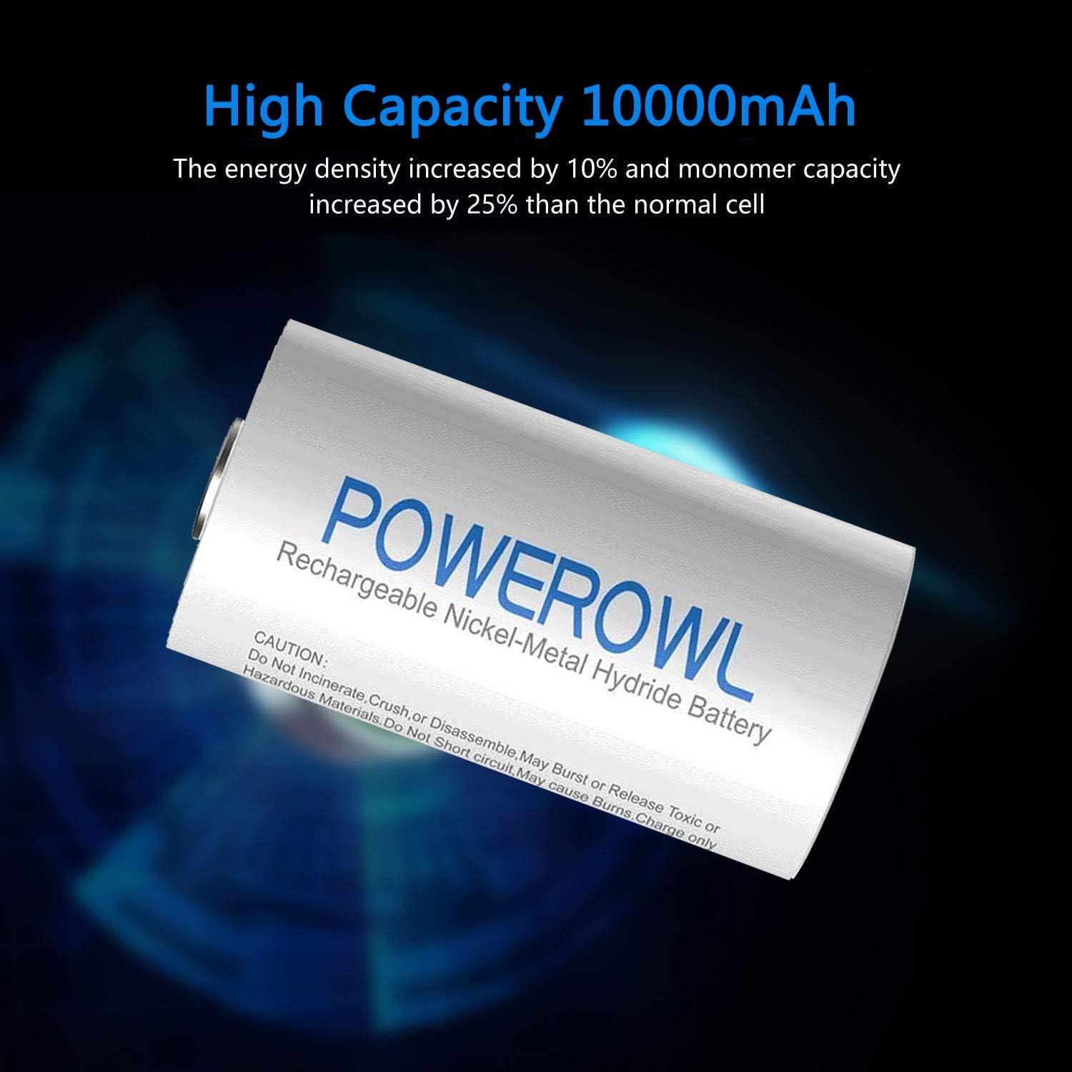 POWEROWL AA AAA Rechargeable Batteries, Pre-Charged High Capacity 2800mAh &  1000mAh 1.2V NiMH Battery Low Self Discharge, Pack of 16