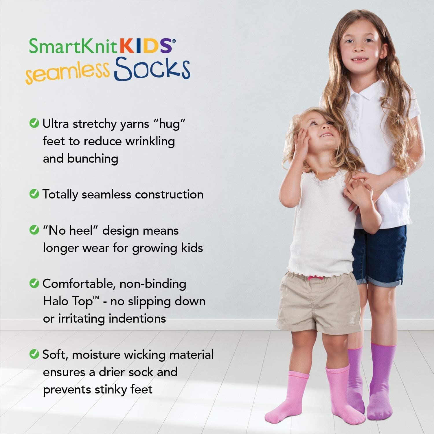SmartKnitKIDS Seamless Sensory-Friendly Sensitivity Socks 3 Pack and Girls' Boy  Cut Style Seamless Undies (Pink/Purple/White 2X-Large & White Medium)