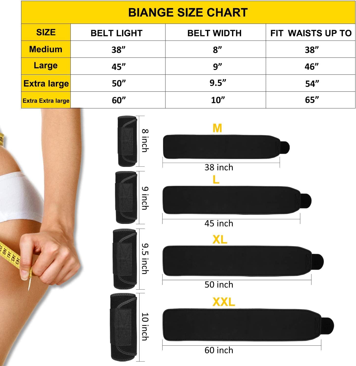 Biange Waist Trainer for Women Men Sweat Belt Waist Trimmer Belly Band  Stomach Wraps- with Mesh Bag
