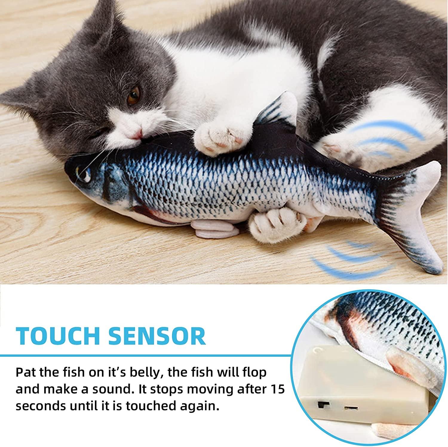 Electric USB Rechargeable Dancing Fish Kicker Cat Toy Waggling Realistic  Moves