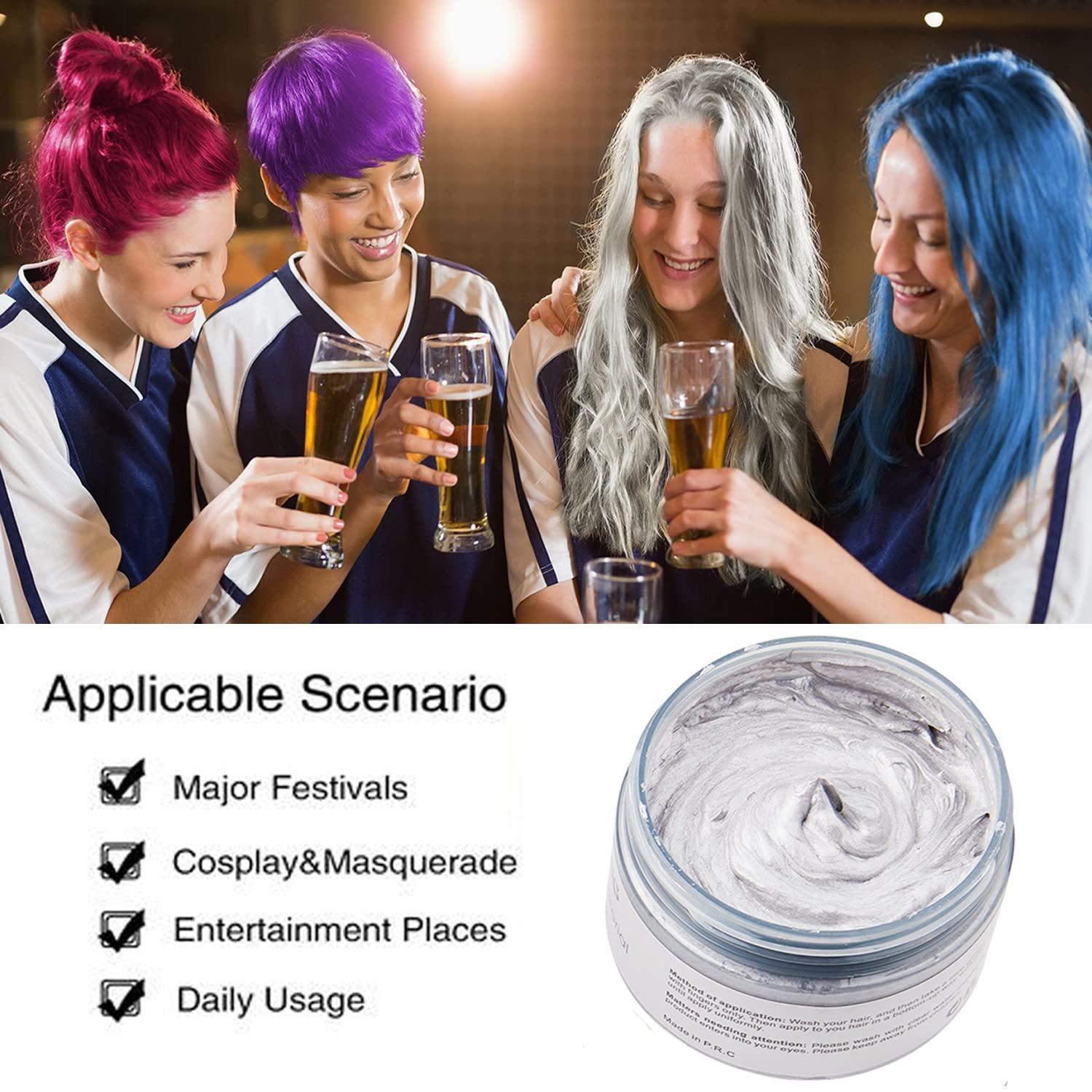  6 Colors Hair Color Wax - 6 in 1 Sliver Blue Purple Gold Green  Pink Red, Temporary Hair Color for Party, Cosplay, Date, Halloween : Beauty  & Personal Care