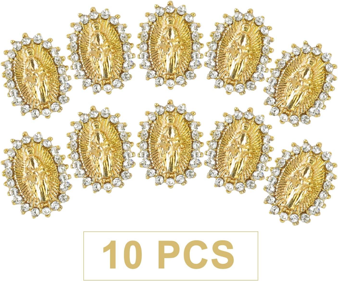 10 Pcs Virgin Mary Nail Charms San Judas Nail Charm for Acrylic Nails  Rhinestone 3D Metal Buddha Religious Gold Nail Gems Nail Jewels for Nail  Art Accessories 10Pcs Virgin Mary