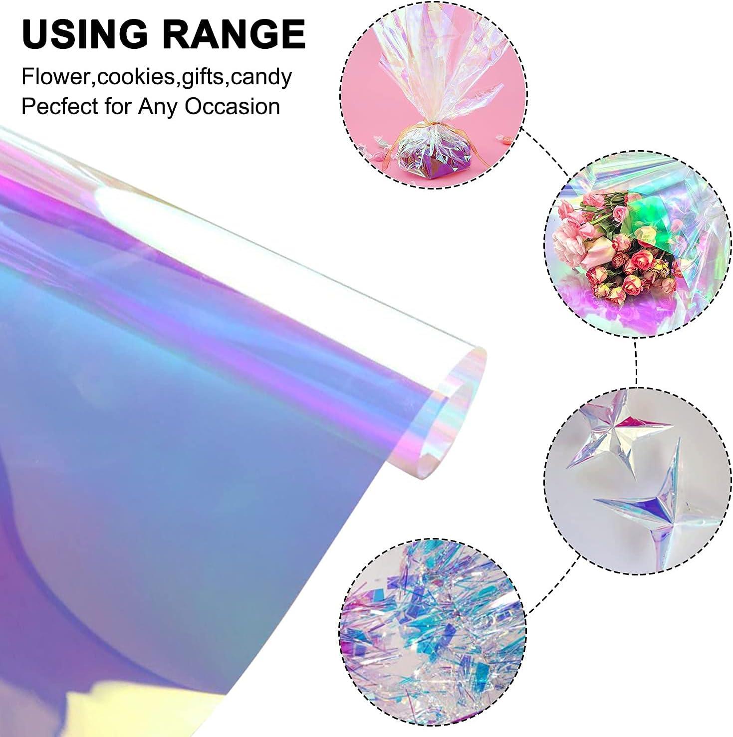MAOUYWIEE 1 Roll Iridescent Cellophane Roll Iridescent Wrapping