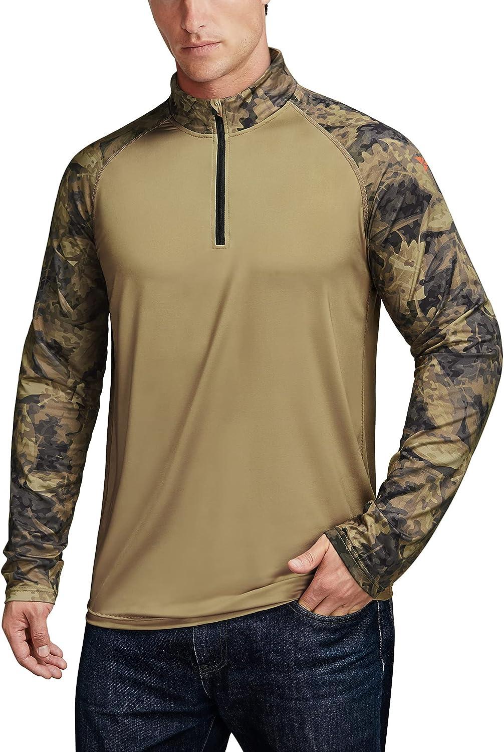 RODEEL Men's UPF 50+ Sun Protection Long Sleeve Hoodie Loose Fit Quick Dry Camo  Shirt For Fishing Running Hiking Outdoor Gym Clothes Men Spring Tops Basic  T Shirt