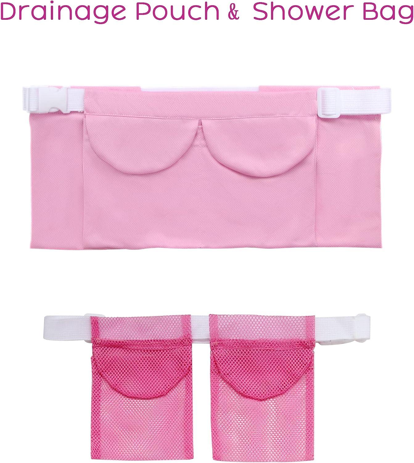 BRMDT Mastectomy Drain Holder with Shower Bag, Apron Style Drain