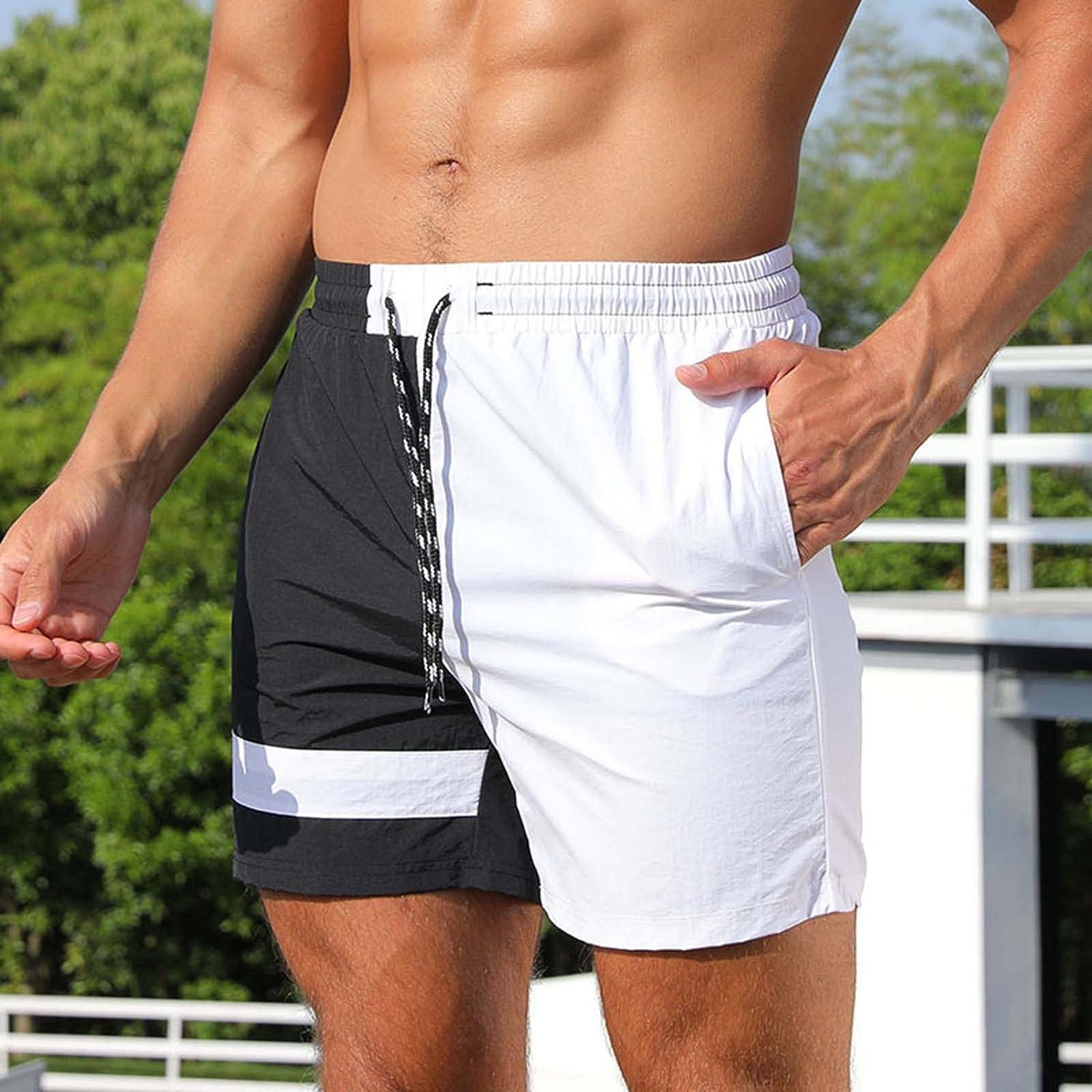 Mens Floral Print Beach Shorts Casual Workout Summer Short Pants Drawstring  Bottoms