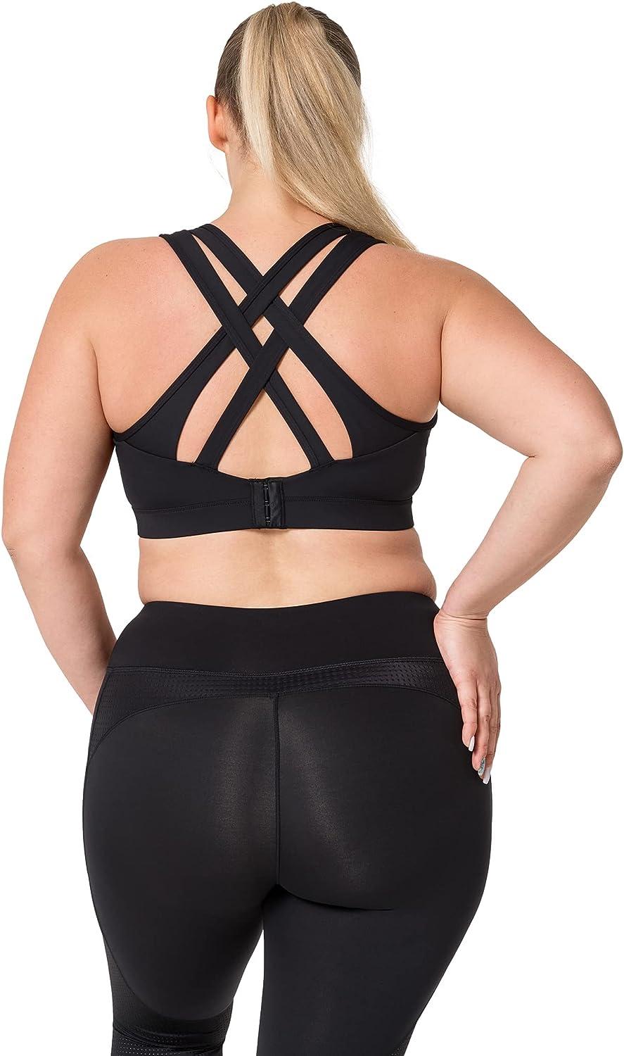 Yvette Zip Front Sports Bra - High Impact Sports Bras for Women Plus Size  Workout Fitness Running,Black,S at  Women's Clothing store