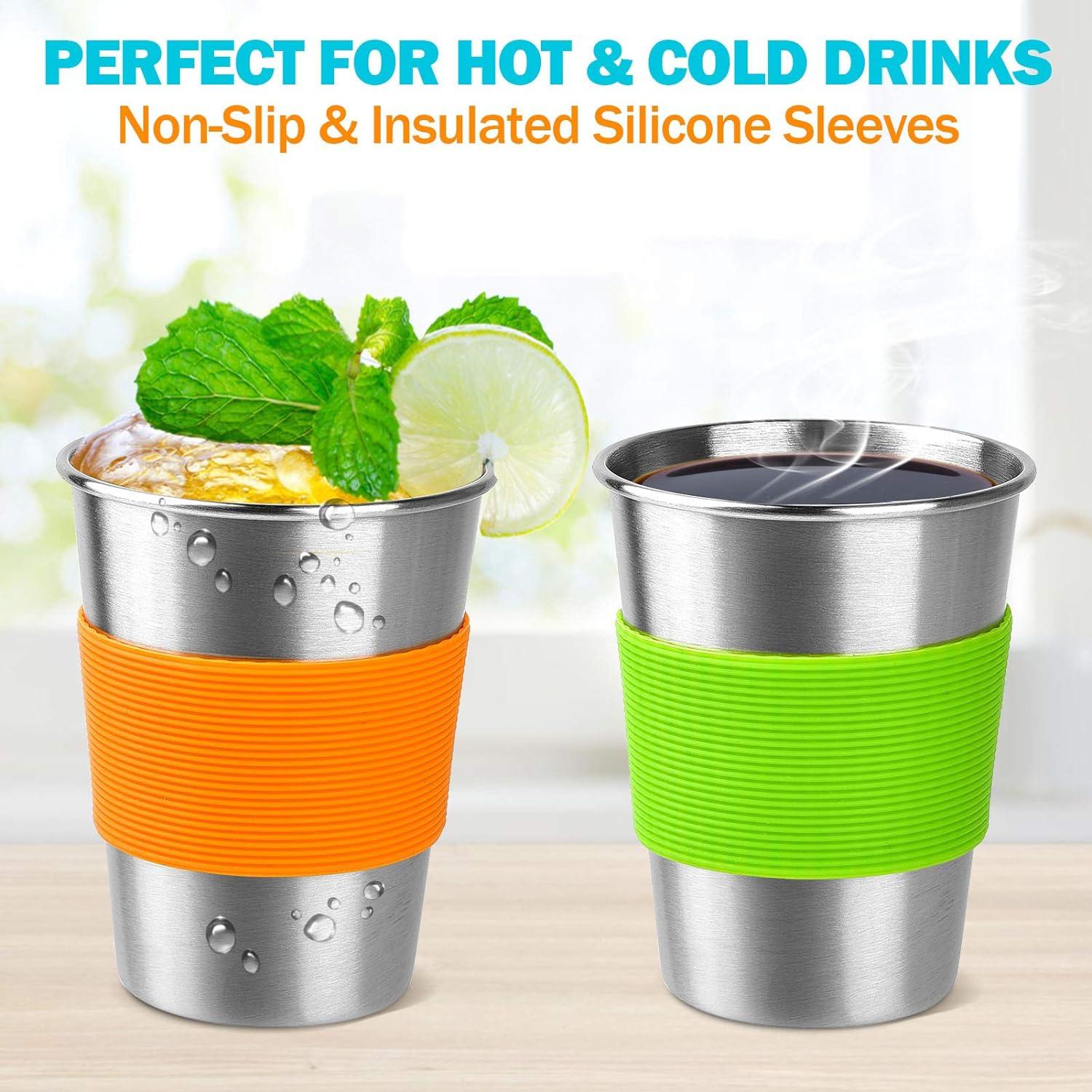Kids Cups with Straw and Lid Spill Proof 5 Pack 12oz Stainless