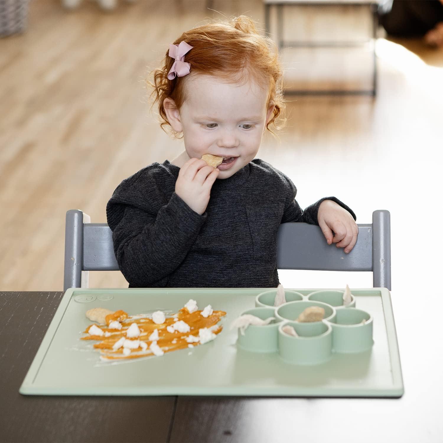Ezpz First Foods Set (Sage) - 100% Silicone Mealtime Set - Includes