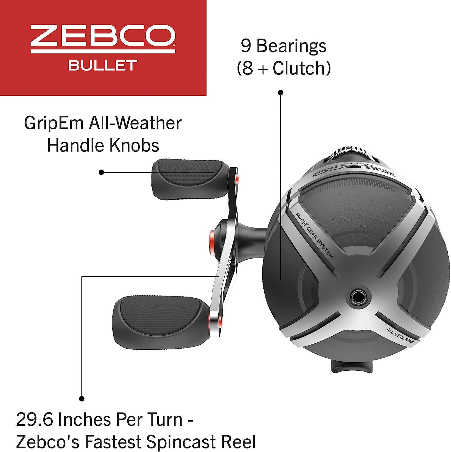 Zebco Bullet Spincast Fishing Reel, Size 30 Reel, Fast 29.6 Inches