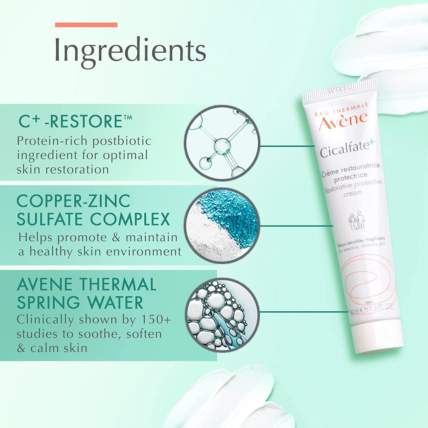 Eau Thermale Avene Cicalfate+ Restorative Protective Cream, Wound Care,  Reduce Appearance of Scars, Doctor Recommended, Zinc Oxide, 3.3 fl.oz. 