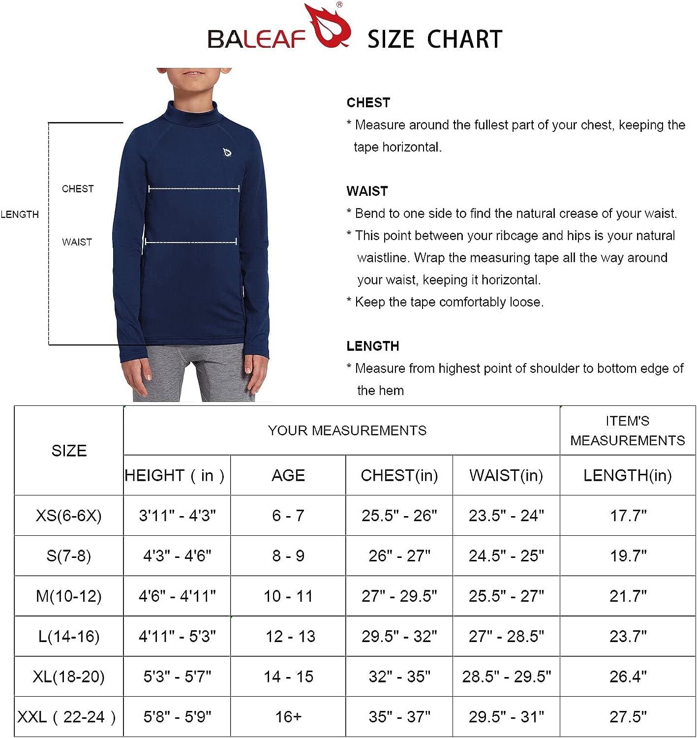 BALEAF Youth Boys Compression Thermal Shirt Fleece Baselayer Long Sleeve  Cold Gear Mock Top Baseball Football Undershirt