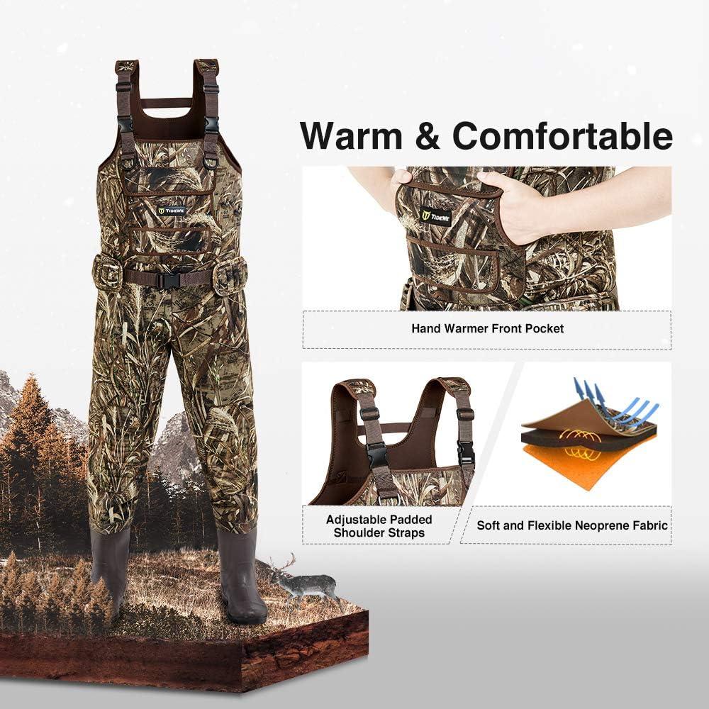 TIDEWE Chest Waders with Boots Hanger for Men, Realtree MAX5 Camo  Waterproof Fishing Bootfoot Waders for Fishing & Hunting M6/W8