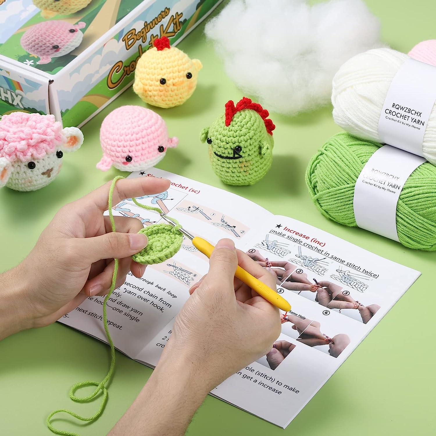 RQWZBCHX Crochet Kit for Beginner/Experts, Crochet Starters Kit for Adult  Kids, 4PCS Crochet Animal Set - Chicken, Bee, Rabbit, Panda Include  Writtern Videos Tutorials