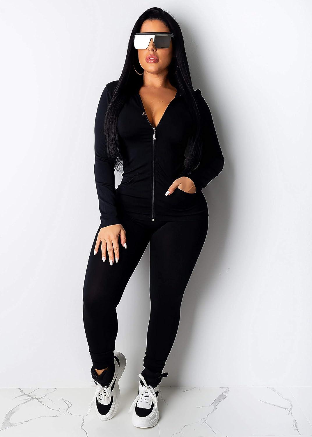 Haite Women Plus Size 2 Piece Tracksuit Crewneck Ladies Oversized Long  Sleeve Jogging Set Tops Long Sweatpants Outfits Lounge Sets Black XL