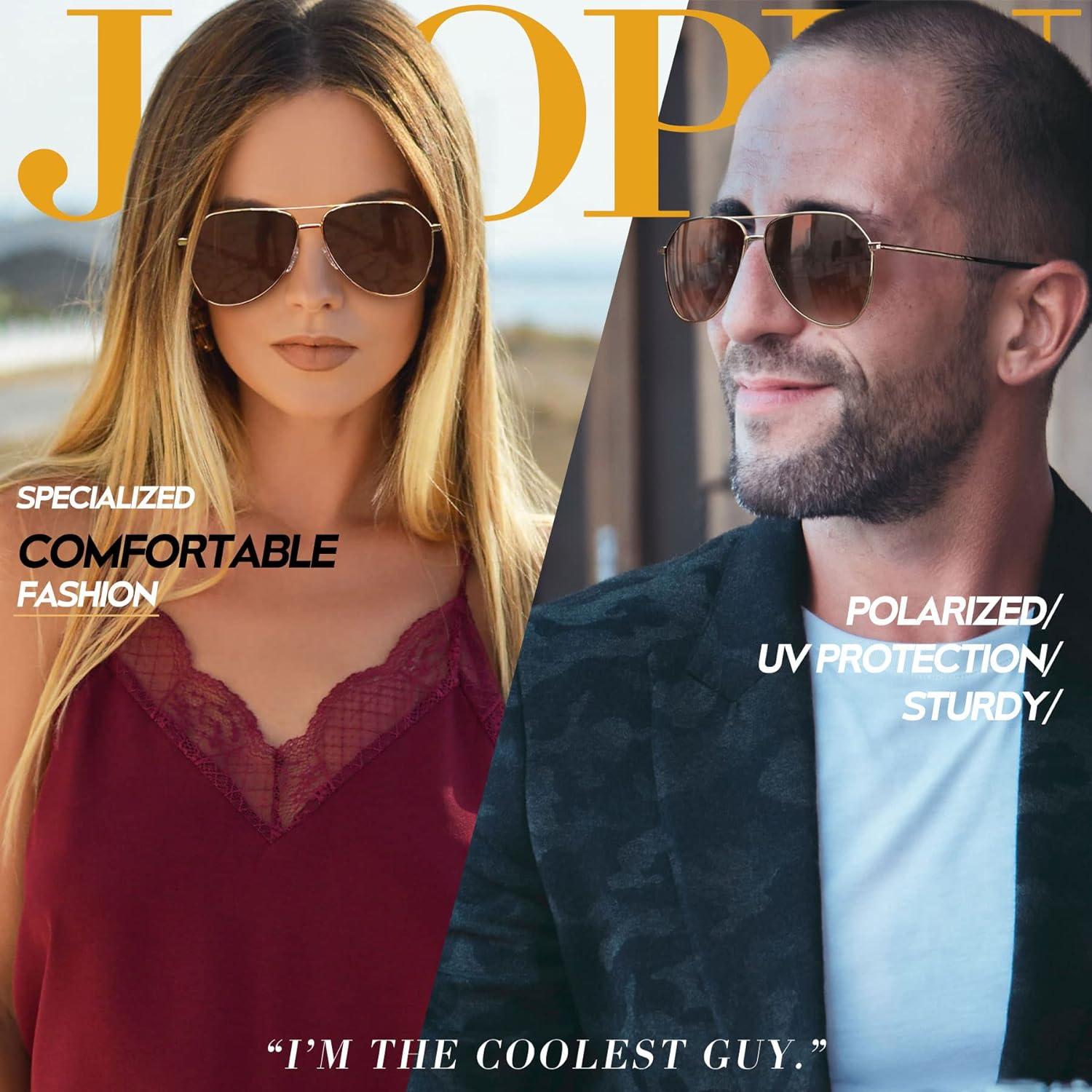 Joopin Polarised Sunglasses Mens UV Protection Al-Mg Metal Frame Double  Bridge Aviation Sunglasses for Men Women Sun Glasses for Driving  B04-gold/Brown