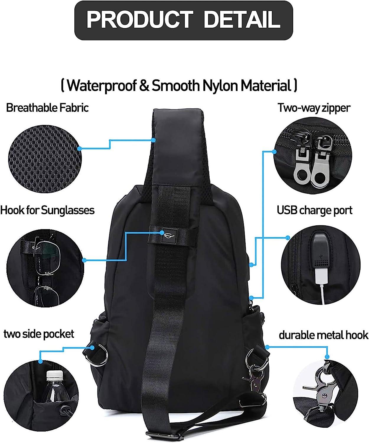 Crossbody Pack Chest Shoulder Sling Backpack One Strap Lightweight Pouch  Day Bag For Outdoor