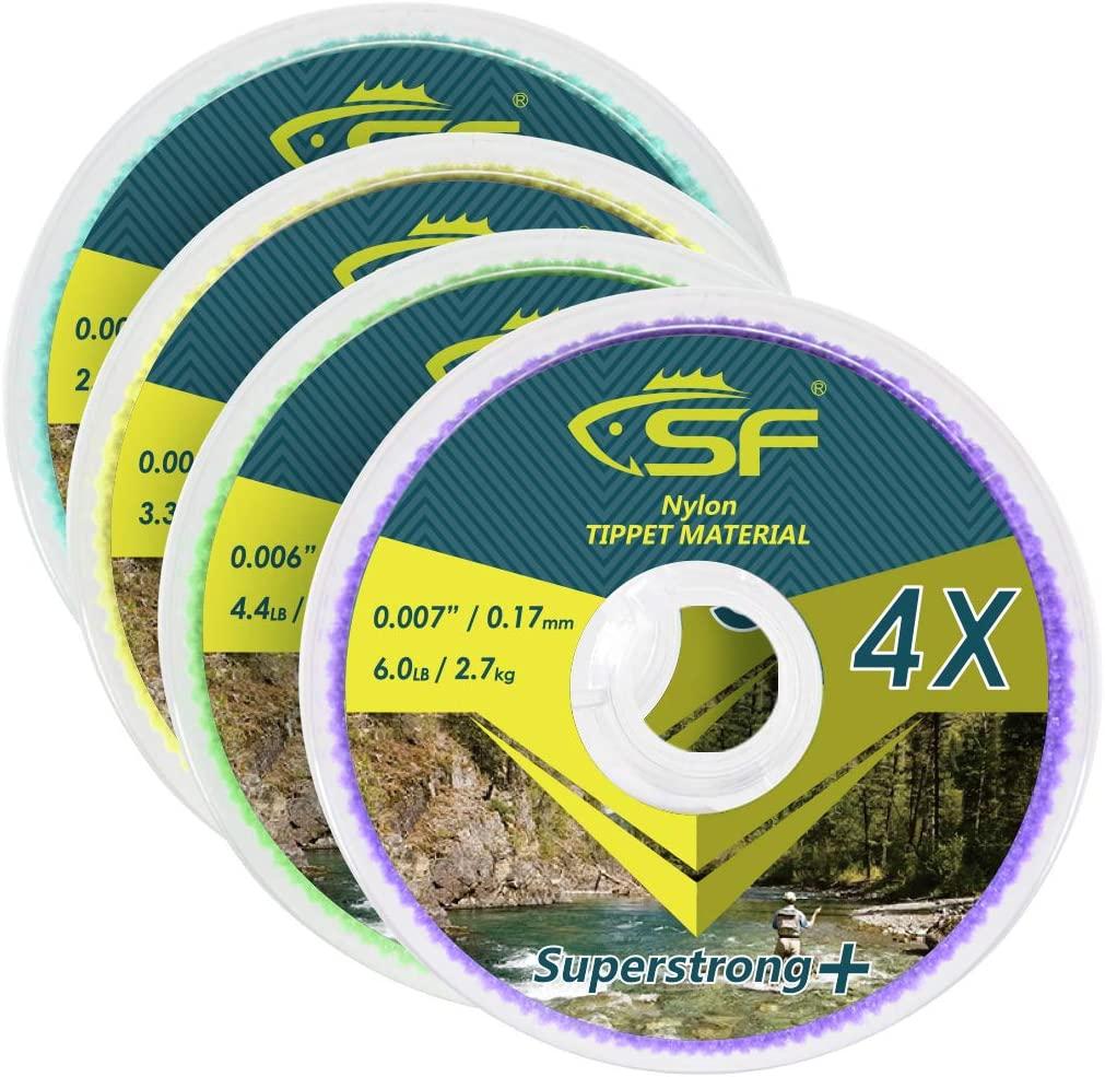 SF Clear Nylon Tippet Line with Holder Fly Fishing Tippets Leaders Trout 0X  1X 2X 3X 4X 5X 6X 7X 4 Pieces with Holder/30M 3-4-5-6X-30M-33Yds